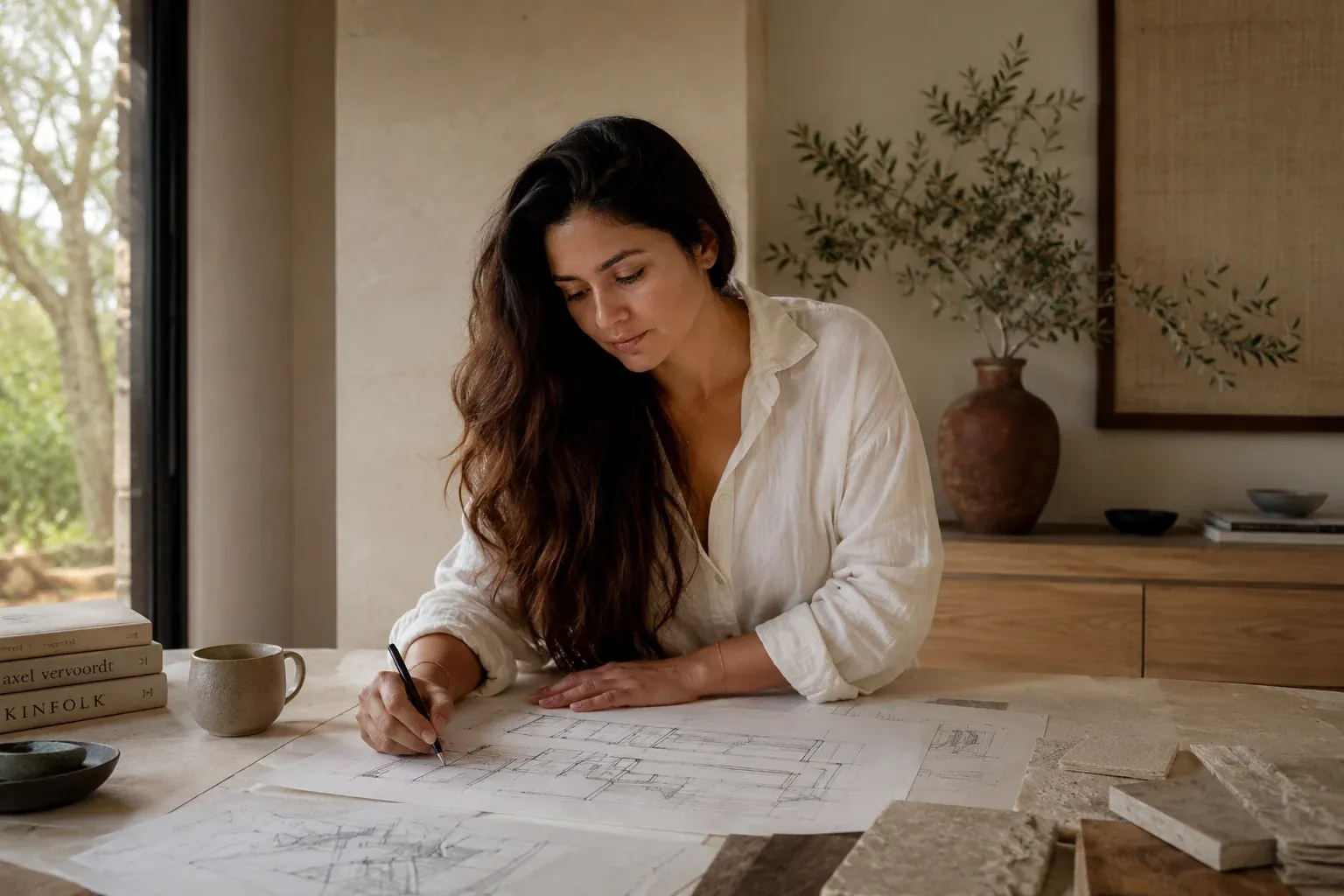 Seerat Khatri, interior architect, in the studio