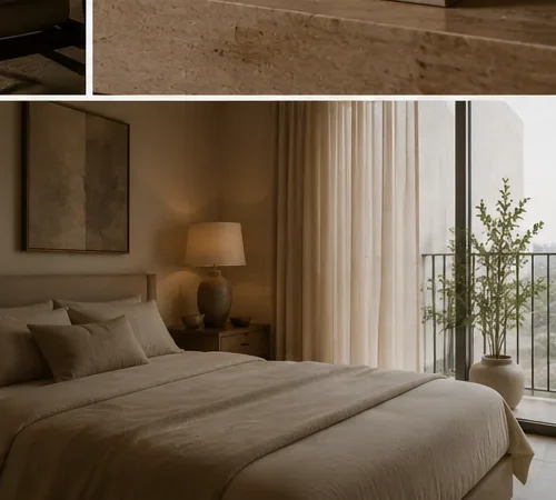 The bedroom, soft and low